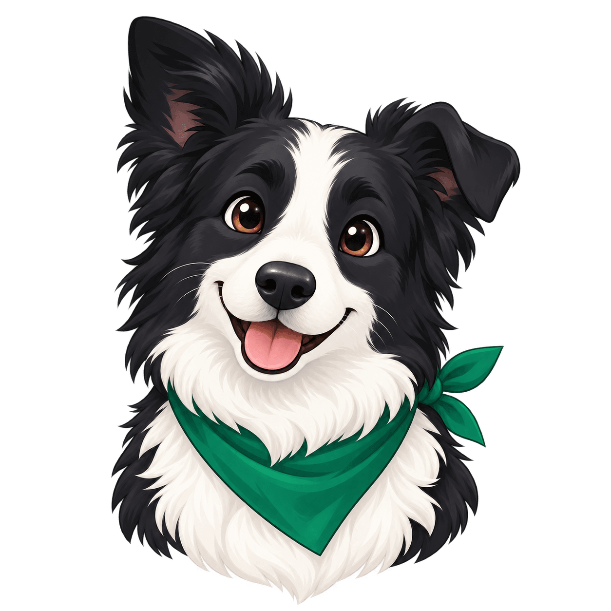 Au-au, o mascote da VetOpus: um border collie com bandana verde.